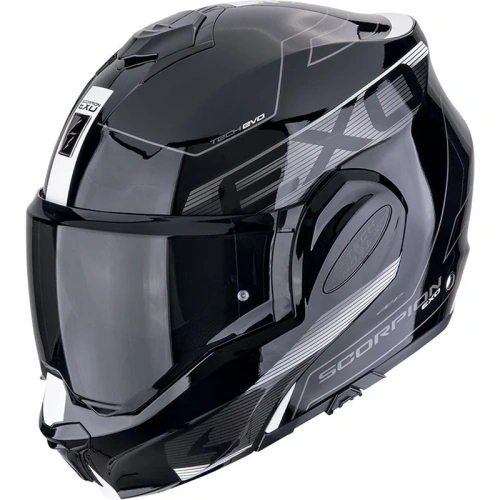 [SCORPION EXO] Мотошлем EXO-TECH EVO TRAVELLER, цвет Черный/Белый фото в интернет-магазине FrontFlip.Ru