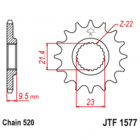 Звезда передняя (ведущая), для 520 цепи, 15 зубьев (JT 1577.15)