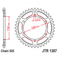 Звезда задняя (ведомая), (алюминий) для 525 цепи, 44 зубьев (JT JTA1307.44)