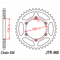 Звезда задняя (ведомая), (сталь) для 520 цепи, 44 зубьев (JT 460.44)