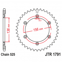 Звезда задняя (ведомая), (сталь) для 525 цепи, 41 зубьев (JT 1791.41)