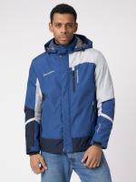 Куртка спортивная мужская с капюшоном синего цвета 3589S