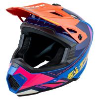 Шлем кроссовый ATAKI JK801 Valor, Синий/оранжевый/розовый глянцевый