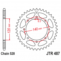 Звезда задняя (ведомая), (сталь) для 520 цепи, 42 зубьев (JT 487.42)