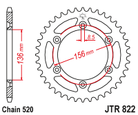JT Звезда цепного привода JTR822.53