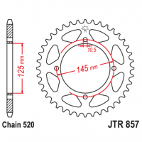 Звезда задняя (ведомая), (сталь) для 520 цепи, 45 зубьев (JT 857.45)