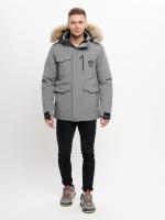 Куртка зимняя мужская удлиненная с мехом хаки цвета 2159-1Sr