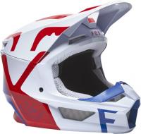 Мотошлем Fox V1 Skew Helmet White/Red/Blue