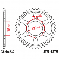 Звезда задняя (ведомая), (сталь) для 532 цепи, 48 зубьев (JT 1875.48)