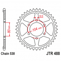 Звезда задняя (ведомая), (сталь) для 530 цепи, 42 зубьев (JT 488.42)