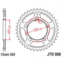 Звезда задняя (ведомая), (сталь) для 525 цепи, 41 зубьев (JT 898.41)