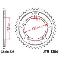 Звезда задняя (ведомая), (сталь) для 525 цепи, 47 зубьев (JT 1304.47)