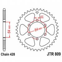 Звезда задняя (ведомая), (сталь) для 428 цепи, 49 зубьев (JT 809.49)