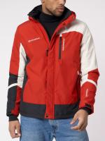 Куртка спортивная мужская с капюшоном красного цвета 3589Kr