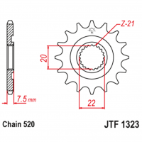 Звезда передняя (ведущая), для 520 цепи, 12 зубьев (JT 1323.12)