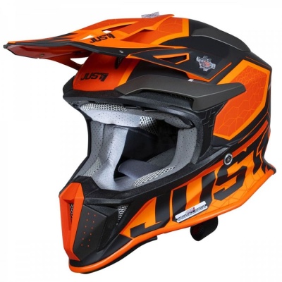 Шлем кроссовый JUST1 J18 HEXA, оранжевый/черный фото в интернет-магазине FrontFlip.Ru