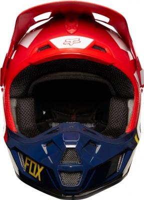 Мотошлем Fox V2 Preme Helmet Navy/Red фото в интернет-магазине FrontFlip.Ru