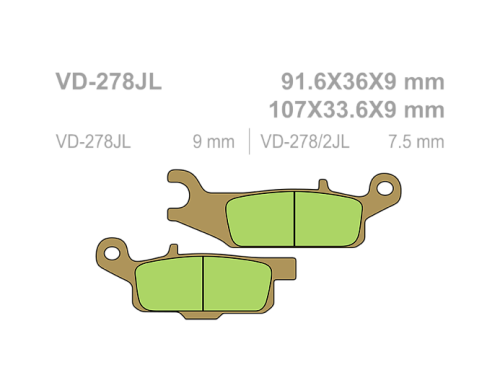 VESRAH Тормозные колодки  VD-278JL фото в интернет-магазине FrontFlip.Ru