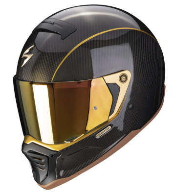 [SCORPION EXO] Мотошлем HX1 CARBON SE SOLID, цвет Карбон/Черный/Золотистый фото в интернет-магазине FrontFlip.Ru