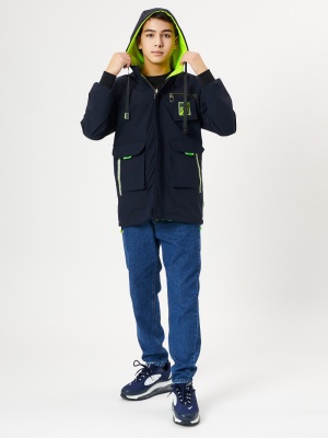 Куртка двусторонняя для мальчика темно-синего цвета 236TS фото в интернет-магазине FrontFlip.Ru