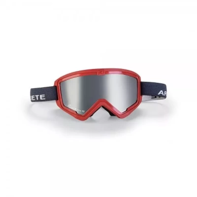 ARIETE Кроссовые очки (маска) MUDMAX RACER - RED - SILVER LENS - GREY STRAP (moto parts) фото в интернет-магазине FrontFlip.Ru