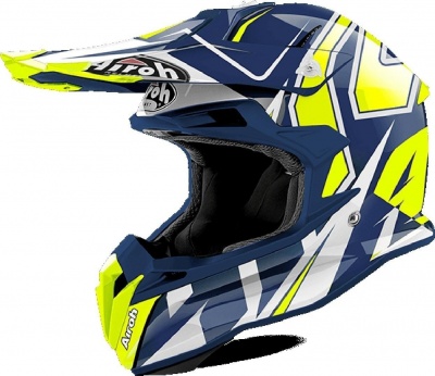AIROH шлем кросс TERMINATOR OPEN VIS,SHOCK BLUE фото в интернет-магазине FrontFlip.Ru