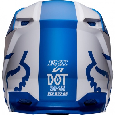 Мотошлем Fox V1 Mata Helmet Blue/White фото в интернет-магазине FrontFlip.Ru