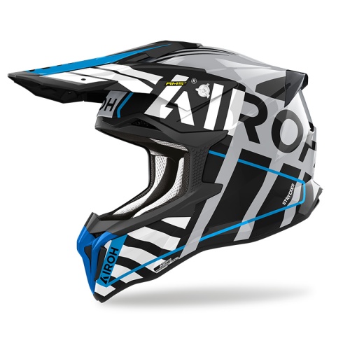 Мотошлем AIROH STRYCKER BRAVE BLUE/GREY GLOSS фото в интернет-магазине FrontFlip.Ru