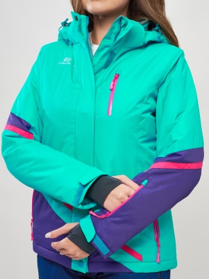 Горнолыжная куртка женская бирюзового цвета 551911Br фото в интернет-магазине FrontFlip.Ru