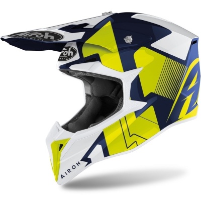 AIROH шлем кросс WRAAP RAZE BLUE GLOSS фото в интернет-магазине FrontFlip.Ru