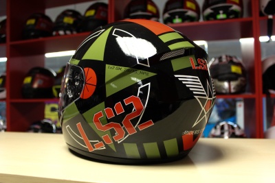 Мотошлем LS2  FF351 CORPS BLACK GREEN фото в интернет-магазине FrontFlip.Ru