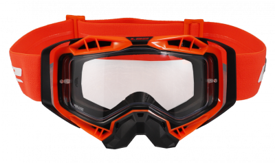 LS2 Очки кросс AURA Goggle с прозрачной линзой черно-оранжевые фото в интернет-магазине FrontFlip.Ru