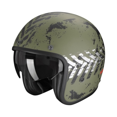 [SCORPION EXO] Мотошлем BELFAST EVO NEVADA, цвет Зеленый Матовый/Серебристый фото в интернет-магазине FrontFlip.Ru