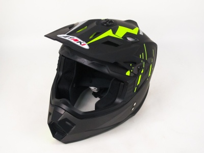Шлем (кроссовый) Ataki MX801 Strike Hi-Vis желтый/черный матовый фото в интернет-магазине FrontFlip.Ru