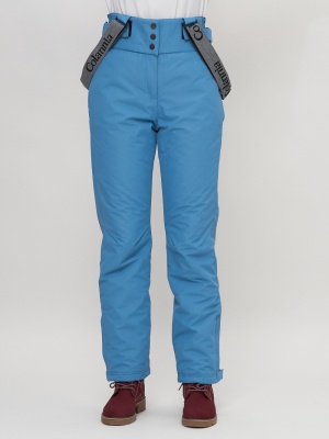 Полукомбинезон брюки горнолыжные женские голубого цвета 66215Gl фото в интернет-магазине FrontFlip.Ru