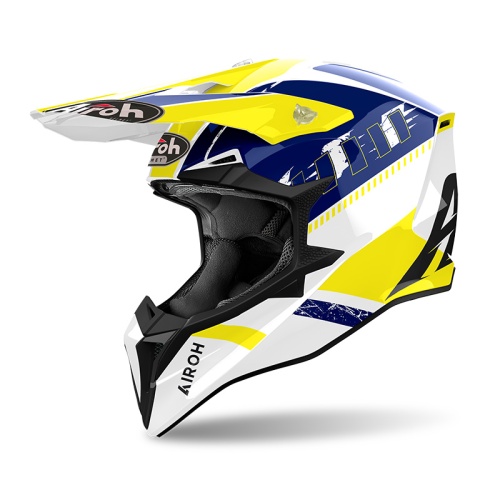 Шлем Airoh WRAAAP FEEL Yellow/Blue Glossy фото в интернет-магазине FrontFlip.Ru