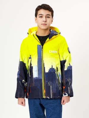 Куртка демисезонная для мальчика желтого цвета 1168J фото в интернет-магазине FrontFlip.Ru