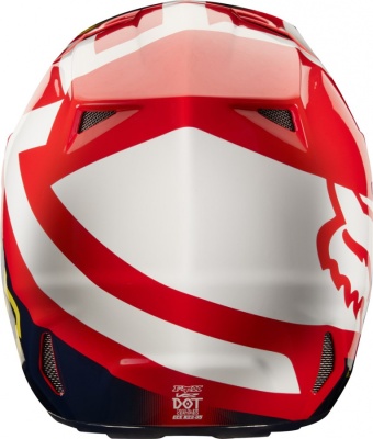 Мотошлем Fox V2 Preme Helmet Navy/Red фото в интернет-магазине FrontFlip.Ru
