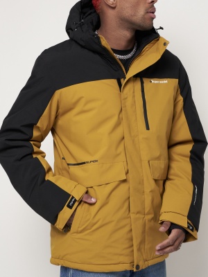 Горнолыжная куртка мужская горчичного цвета 88814G фото в интернет-магазине FrontFlip.Ru