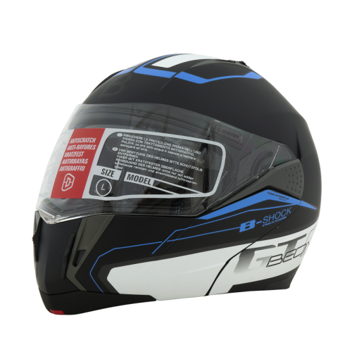 Шлем Beon B-700 matt black/white/blue фото в интернет-магазине FrontFlip.Ru