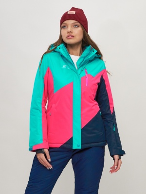 Горнолыжная куртка женская бирюзового цвета 551913Br фото в интернет-магазине FrontFlip.Ru