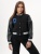Кожаный бомбер женский черного цвета 3610Ch фото в интернет-магазине FrontFlip.Ru