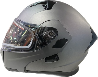 Снегоходный шлем с электроподогревом визора AiM JK906 Grey Metal фото в интернет-магазине FrontFlip.Ru
