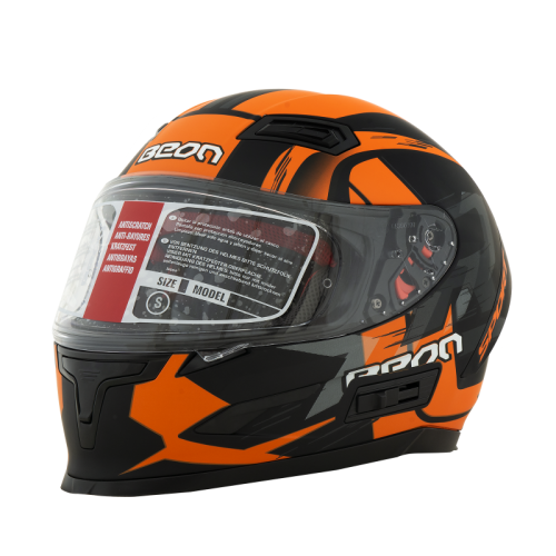 Шлем Beon B-503 matt black/orange фото в интернет-магазине FrontFlip.Ru
