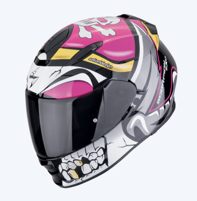 [SCORPION EXO] Мотошлем EXO-491 PIRATE, цвет Серый/Розовый/Желтый фото в интернет-магазине FrontFlip.Ru