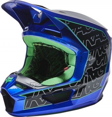Мотошлем Fox V1 Peril Helmet Blue фото в интернет-магазине FrontFlip.Ru