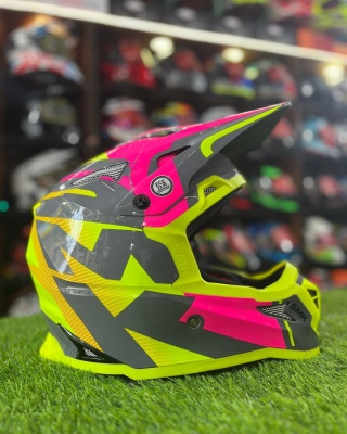 Шлем SMK ALLTERRA X-POWER, цвет жёлтый неон/серый/фуксия фото в интернет-магазине FrontFlip.Ru