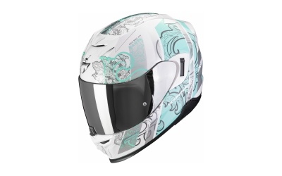 [SCORPION EXO] Мотошлем EXO-520 EVO AIR FASTA, цвет Белый/Голубой фото в интернет-магазине FrontFlip.Ru