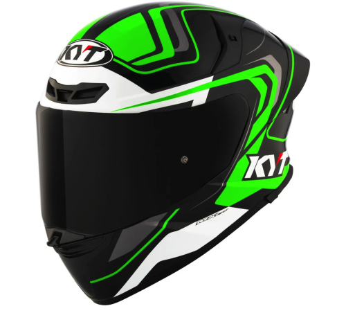 [KYT] Мотошлем TT-REVO OVERTECH, цвет Черный/Зеленый фото в интернет-магазине FrontFlip.Ru