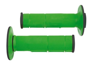 RTech Ручки на руль Soft Grips Dual Compound черно-зеленые (moto parts) фото в интернет-магазине FrontFlip.Ru